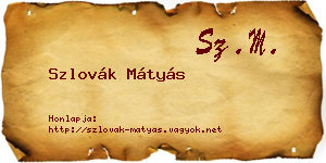 Szlovák Mátyás névjegykártya
