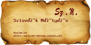 Szlovák Mátyás névjegykártya