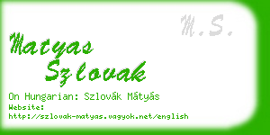 matyas szlovak business card