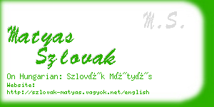 matyas szlovak business card